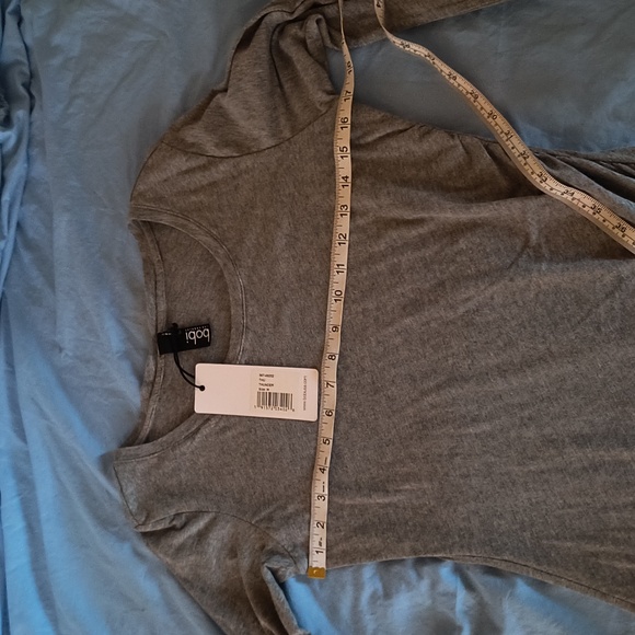 Bobi Los Angeles NWT Long Sleeve Shirred Dress Thunder in Heather Gray M - Picture 14 of 15